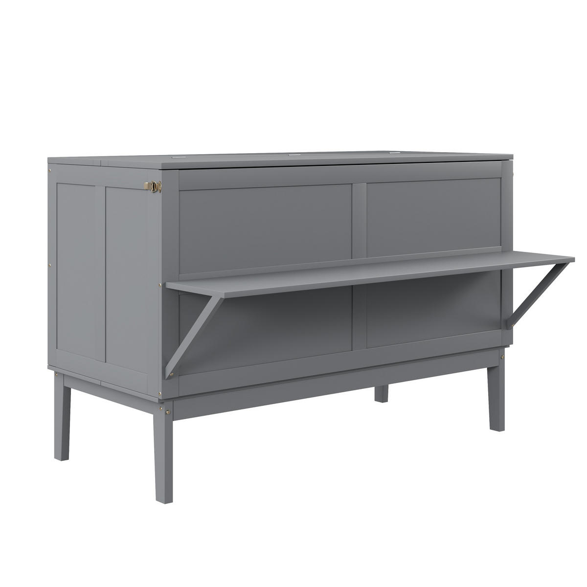 SCHRANKBETT 140/200 cm grau mit Lattenrost und Hochschrank-Design - Grau, Holz (140/200cm) - OKWISH
