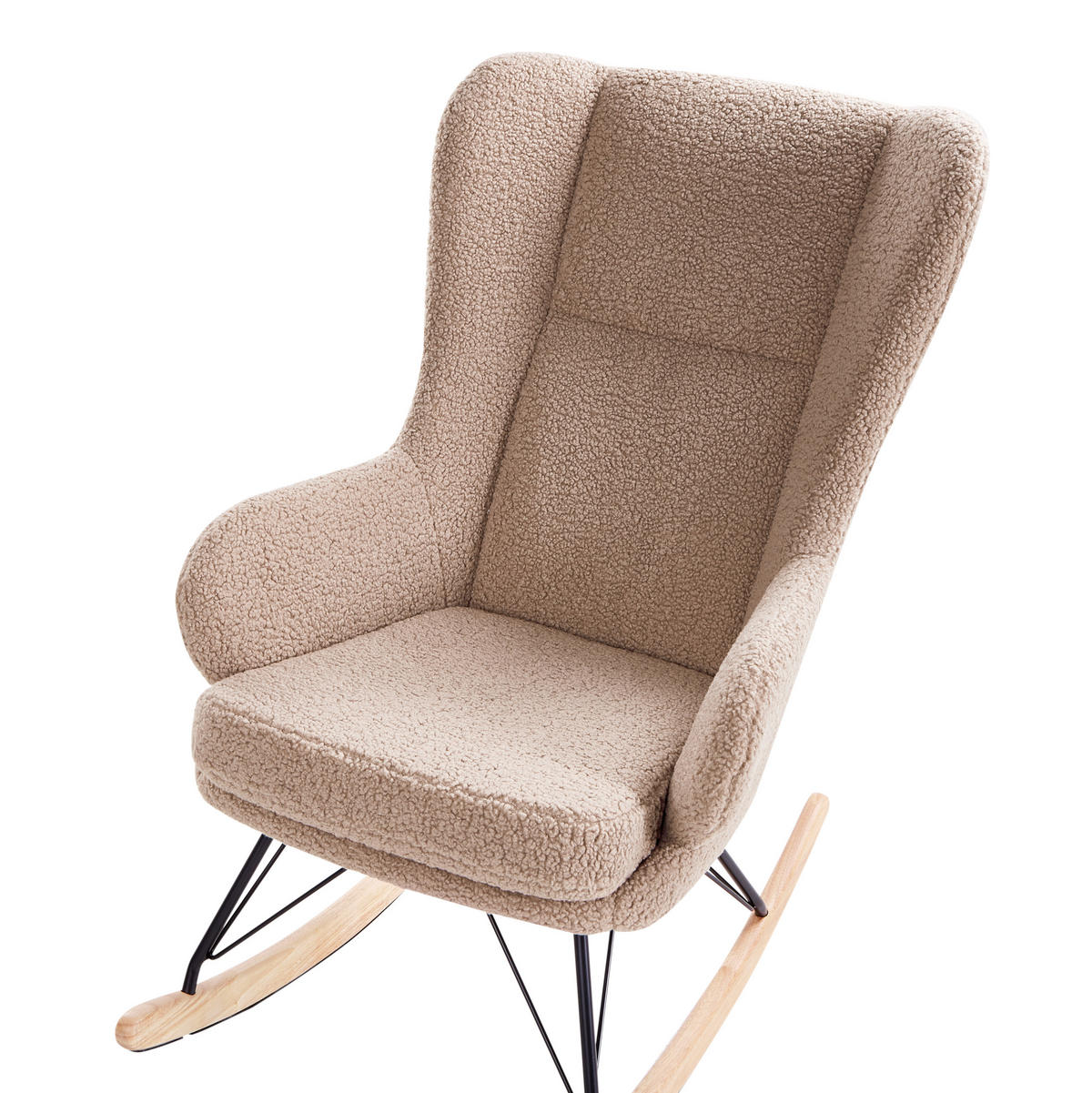 HOUPACÍ KŘESLO Bouclé Béžové Luoma - černá/hnědá, textil (69/106/97cm) - Beliani