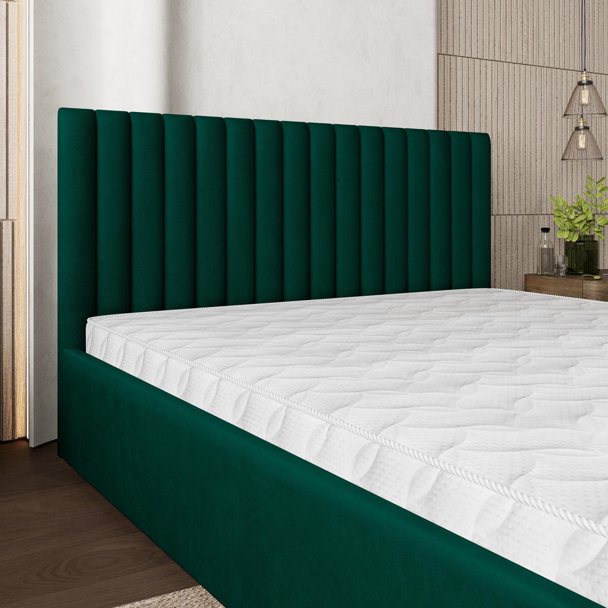 POLSTERBETT CANOVA 160x200 cm mit Bettkästen - Grün - Grün, Holz (160/200cm) - MASSENO