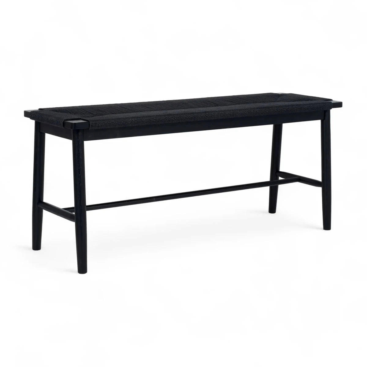SITZBANK 110/35/47 cm Rattan / Eiche Schwarz - Schwarz, Holz/Papier (110/47/35cm) - Furnhouse