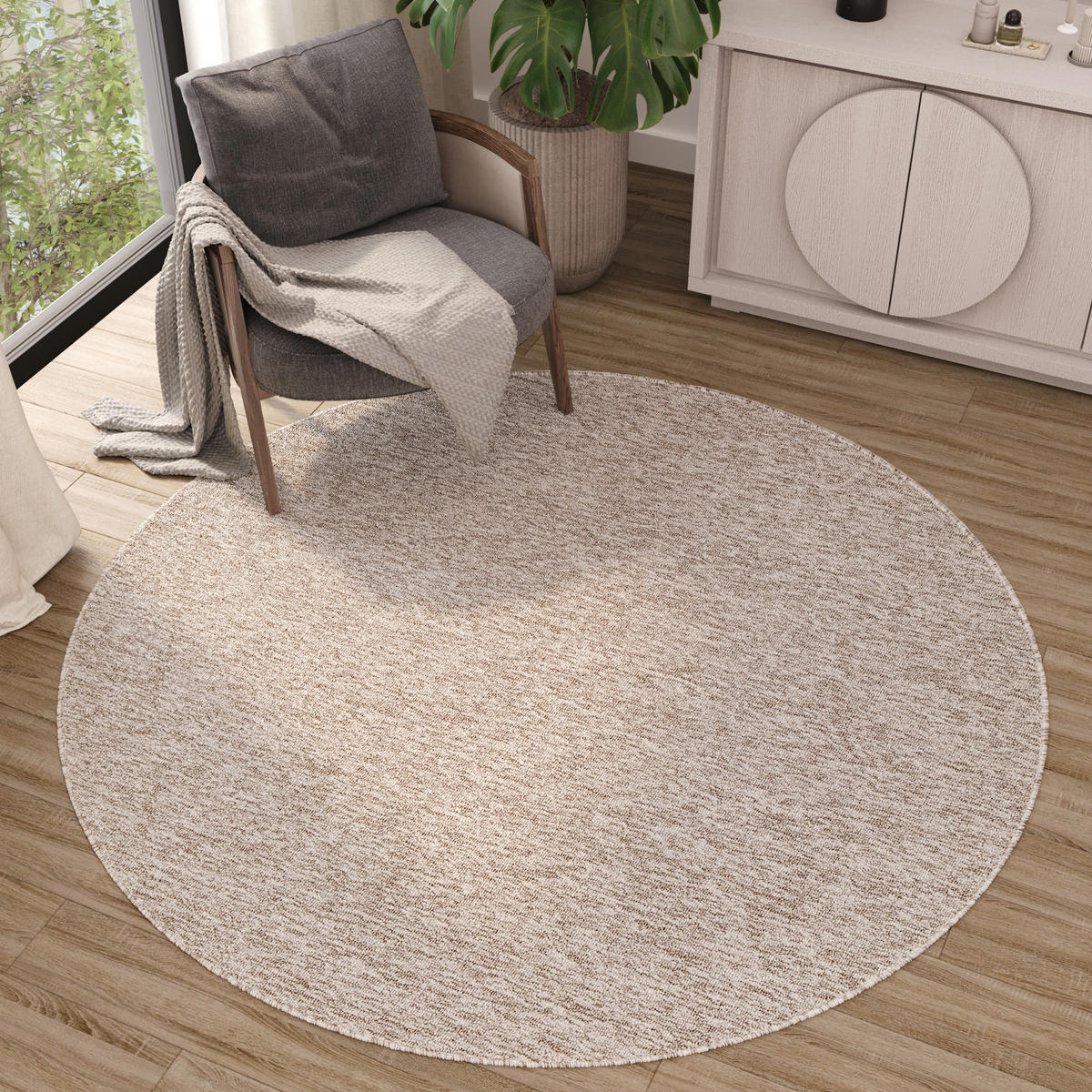 TEPPICH NIZZA Silber, rund 100/100 cm - Silberfarben, Textil (100/100cm) - Tapiso