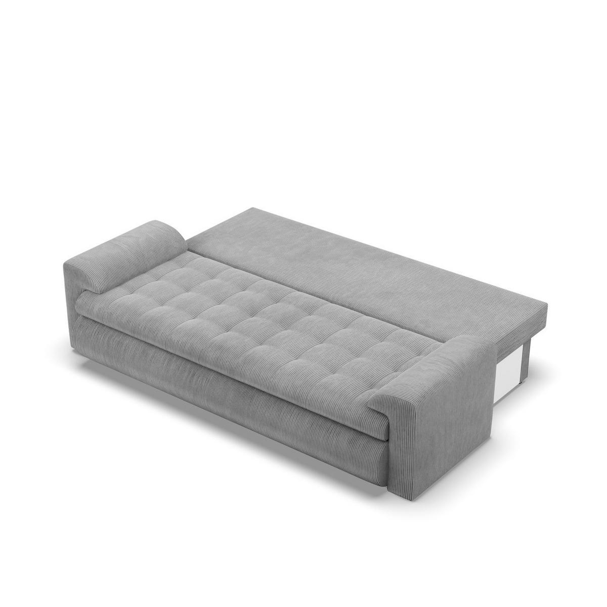 SOFA 3-SITZER MIT SCHLAFFUNKTION FORESTA, Cord - Grau - Grau, Textil (222/92/96cm)