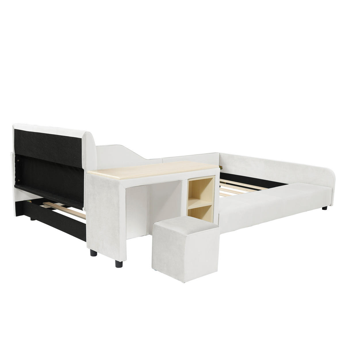 KINDERBETT 90/200 cm DE-02193, in Weiß, mit Schreibtisch und Hocker - Weiß, Holzwerkstoff (90/200cm) - ComfortXL