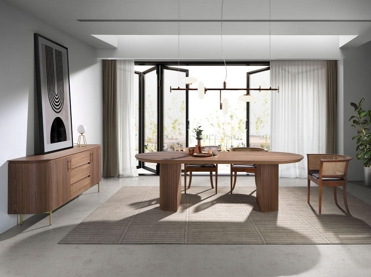 ESSTISCH Esstisch ovale Halbspitze Walnuss Ø240/105/75 cm - Walnussfarben, Holz (105/240/75cm) - ANGEL CERDA