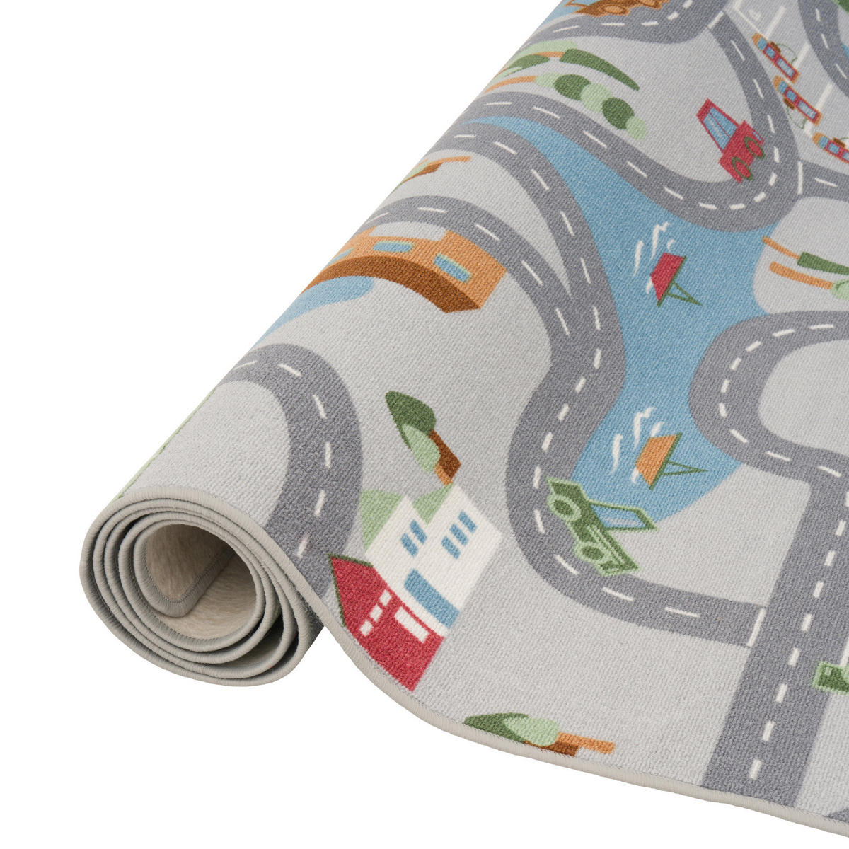 KINDER SPIEL STRASSENTEPPICH FUN TOWN - Grau, Textil (140/200cm) - Snapstyle