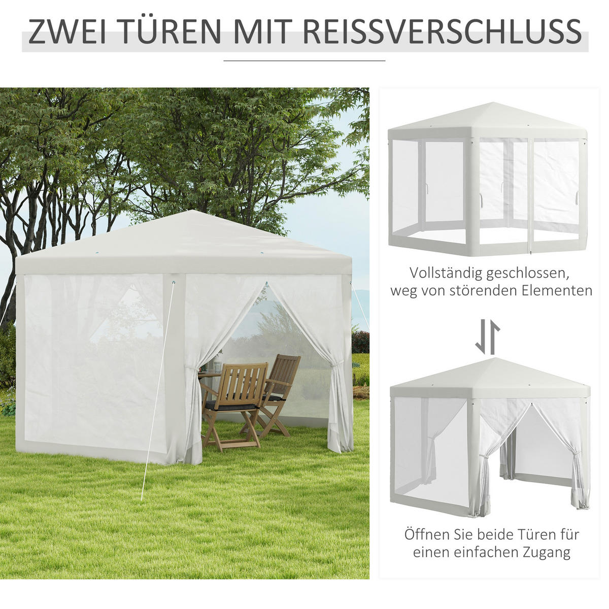 GARTENPAVILLON Polyester Metall Crème - Creme, Kunststoff/Metall (341.2/250/394cm) - Outsunny