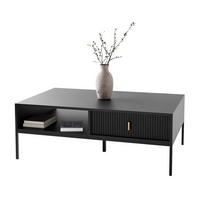 COUCHTISCH MIDNIGHT mit Schublade auf Gestell schwarz - Schwarz, Holzwerkstoff (68/104/39cm) - Lookway