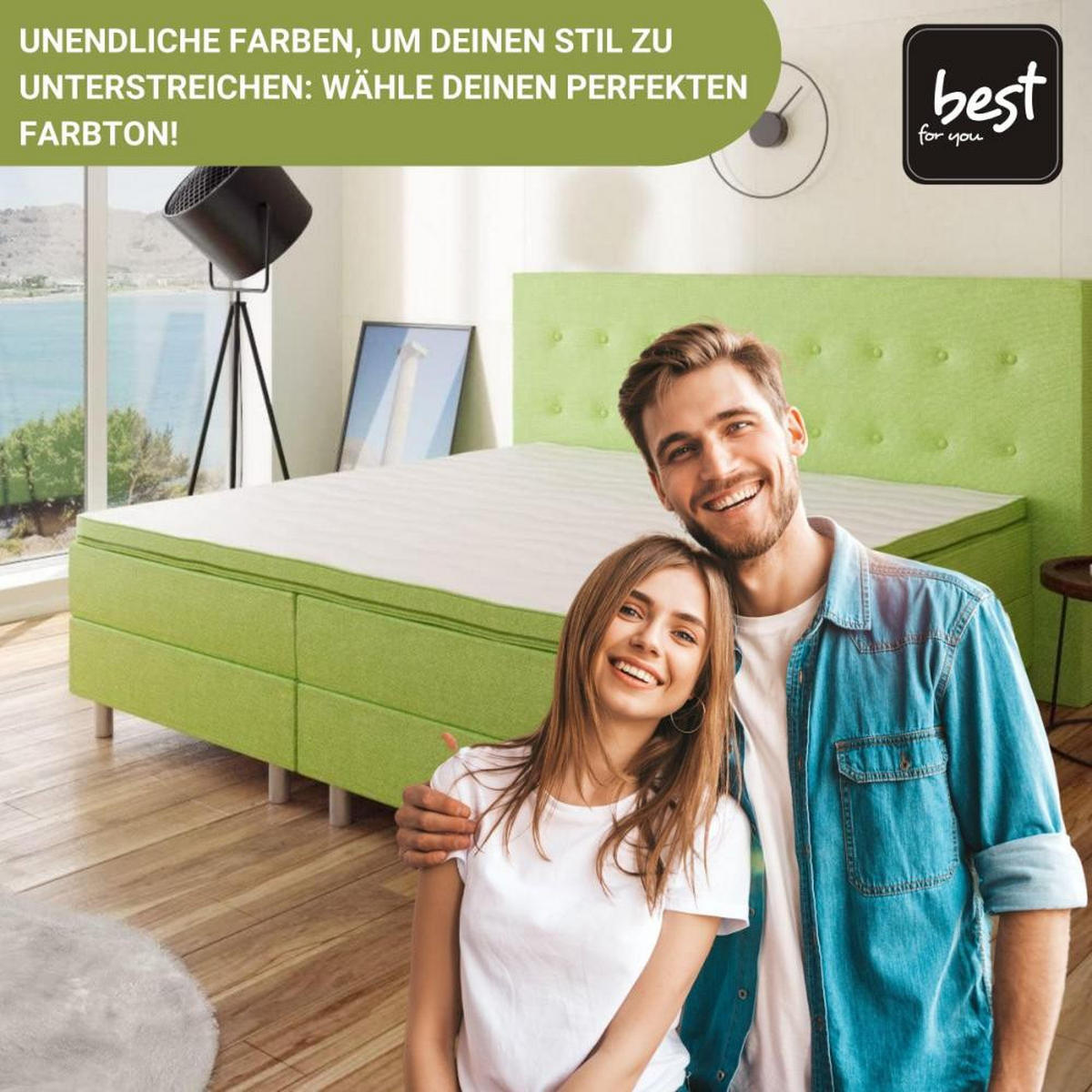BOXBETT Neo First Class Bett Polsterbett - Jadegrün, Holz/Holzwerkstoff (160/200cm) - Best For Home