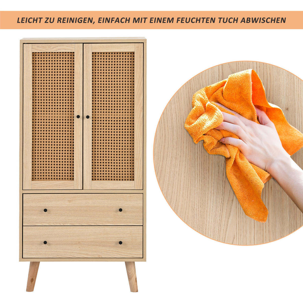 HIGHBOARD 120x60x40 cm mit Türen & Schubladen - Naturfarben, Holz (40/120/60cm) - Kaket