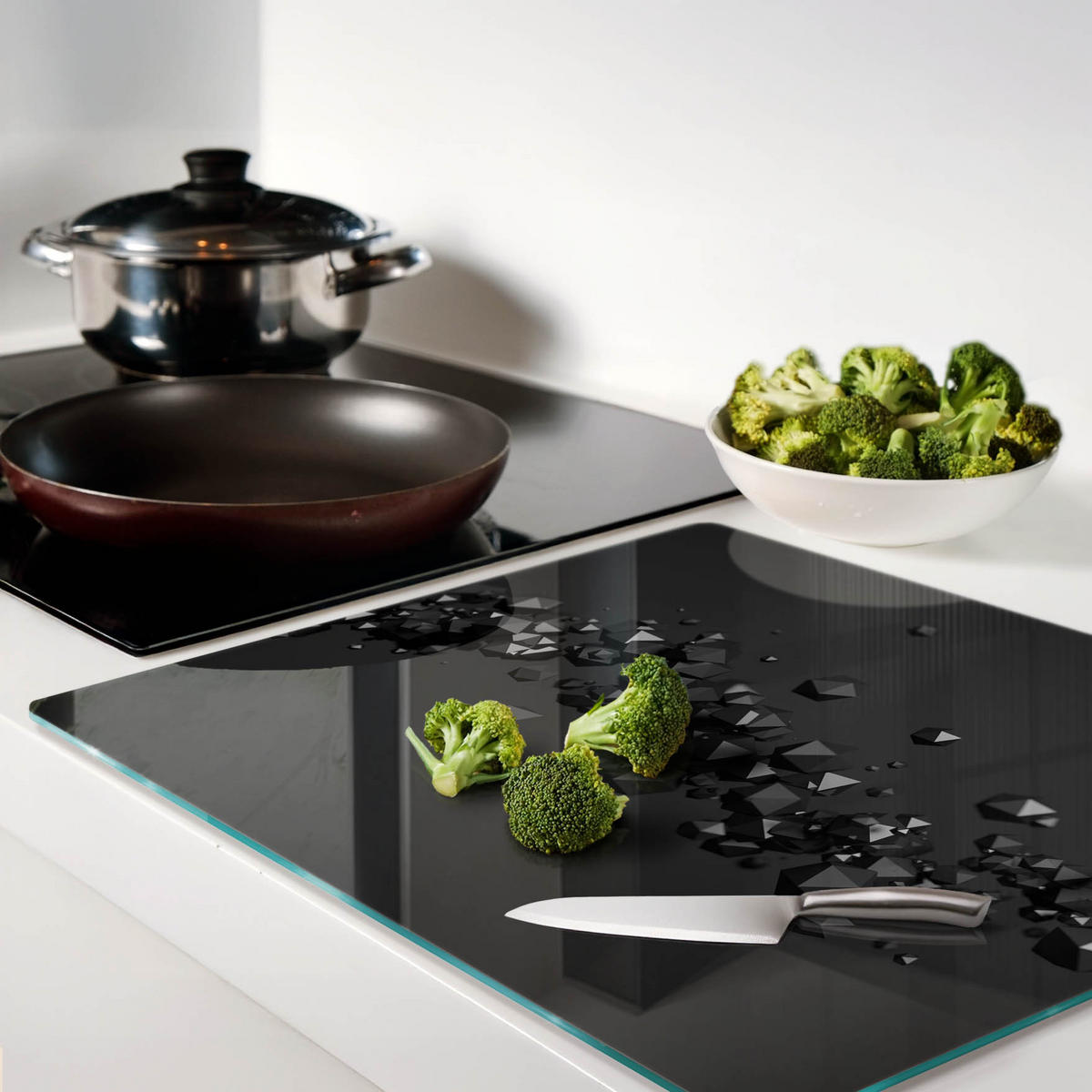GLASPLATTE 60x52 cm 3D - Schwarz, Glas (60/0.4/52cm) - TULUP