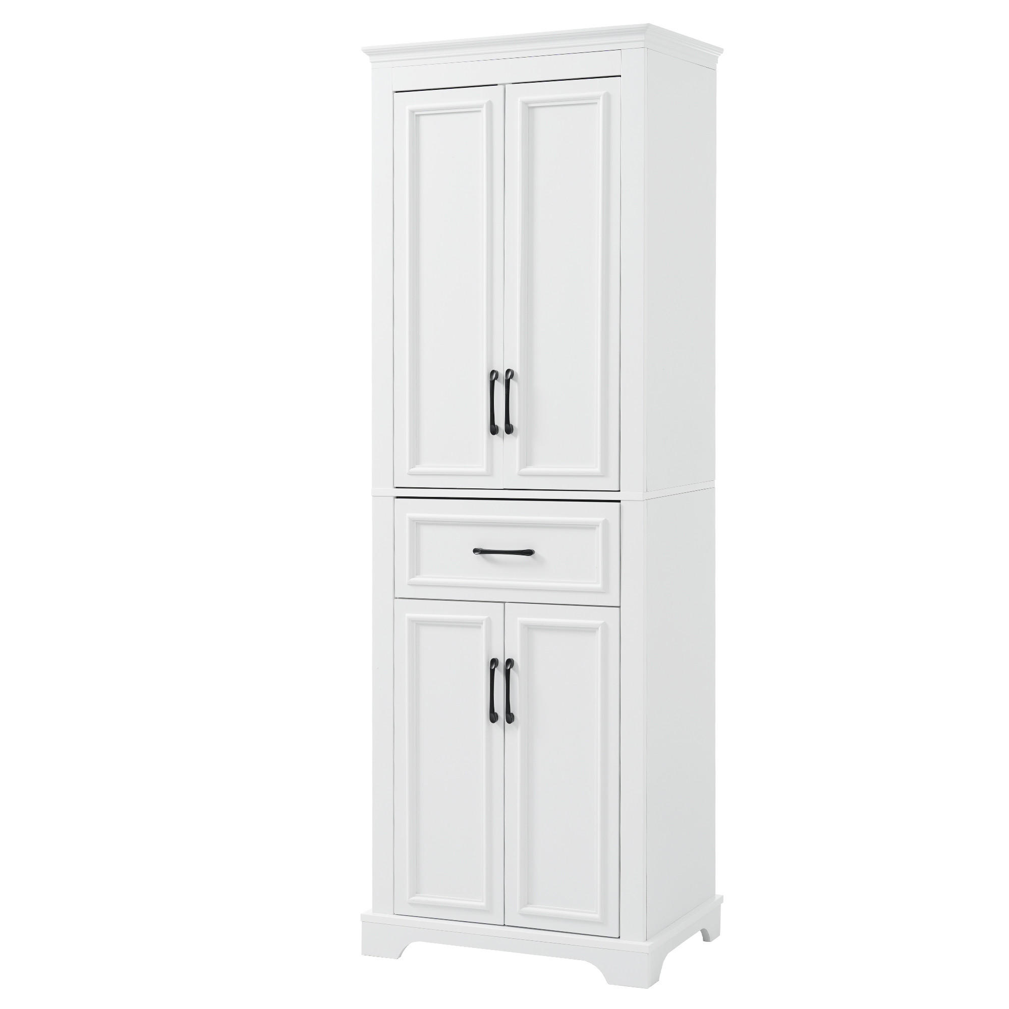 BUFFET Badschrank mit 3 Schubladen & Einlegeboden, Weiß, Einheitsgröße / MDF - Weiß, Holzwerkstoff (57.4/182/37.8cm) - EVRYAE