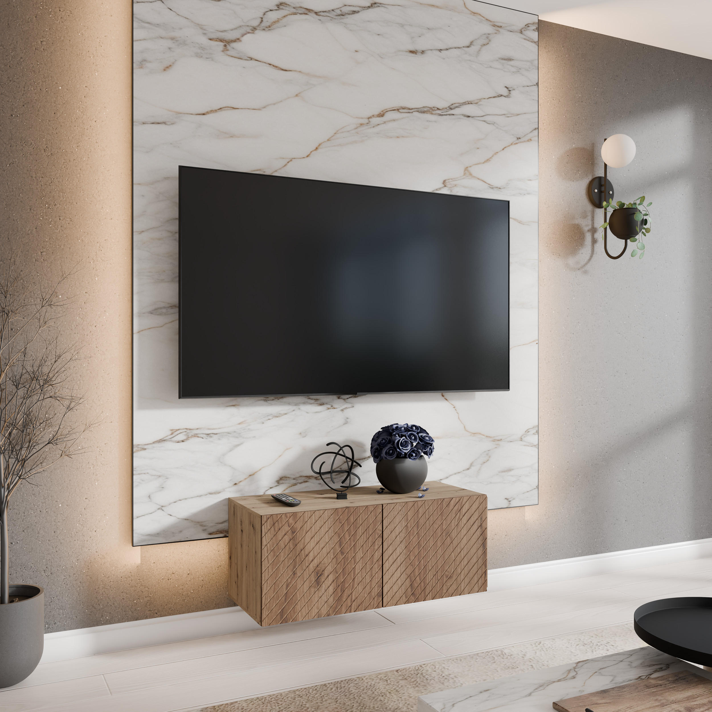 TV-SCHRANK KLER - Wildeiche/Eiche Artisan, Holzwerkstoff (100/41/40cm) - Meblini