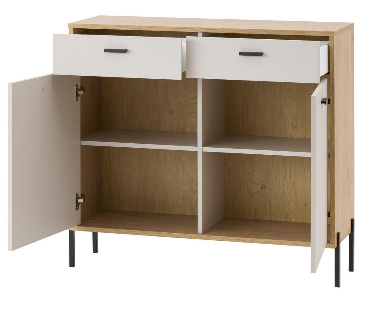 KOMMODE Kaschmir, Eiche 105 cm, SIDEBOARD mit Soft-Close - Kaschmir/Eichefarben, Holzwerkstoff/Metall (105/95/35cm) - Furn.Design