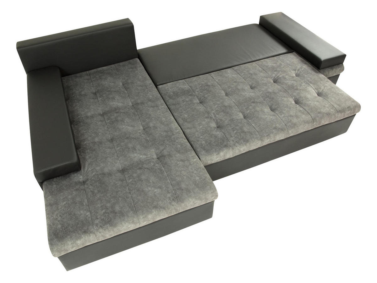ECKSOFA Bangkok Mini - Silberfarben/Schwarz, Holz/Textil (274/182cm) - MIRJAN24