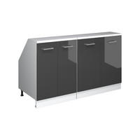 KUCHYNSKÁ SKRIŇA PRE ŠIKMÉ STRECHY R-Line Antracit vysoký lesk 140 cm Súprava 2 korpusov skrine hĺbka 60 cm - biela/čierna s vysokým leskom, kompozitné drevo (140/83.8/60cm) - Vicco