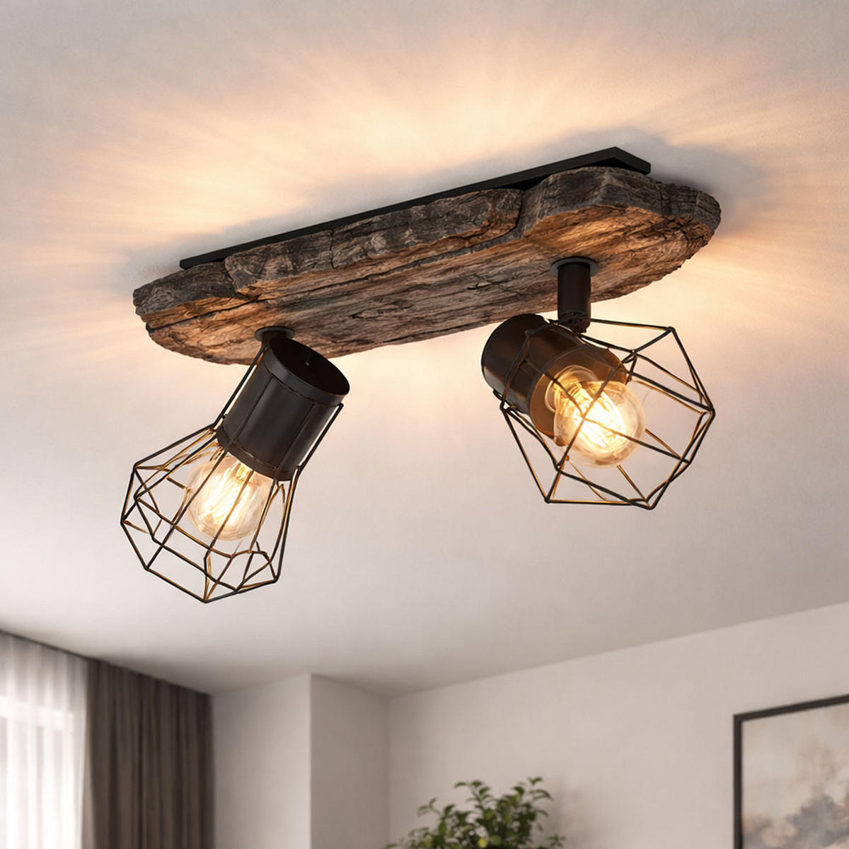 DECKENLEUCHTE PRISKA Metall Braun - Braun, Metall (38.5/12/23cm) - Globo Lighting