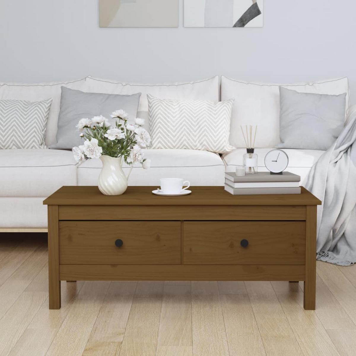 COUCHTISCH Honigbraun 100x50x40 cm Massivholz Kiefer - Braun, Holz (100/50/40cm) - furnicato