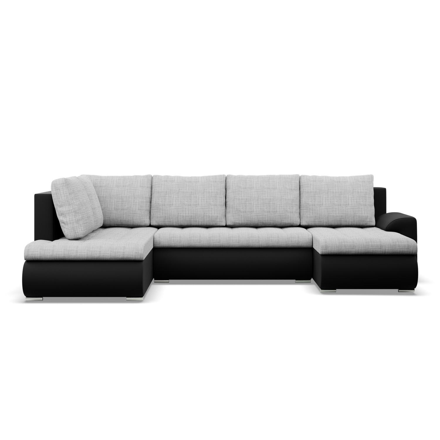 U-SOFA MIT SCHLAFFUNKTION FORESTA, Grau + Schwarz - Schwarz/Grau, Textil (300/89/200cm)