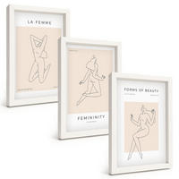 BILDER SET 3er Set - 20x30 cm Weißer Rahmen - Poster mit minimalistischen Frauensilhouetten - Weiß, Kunststoff (20/30cm) - TULUP