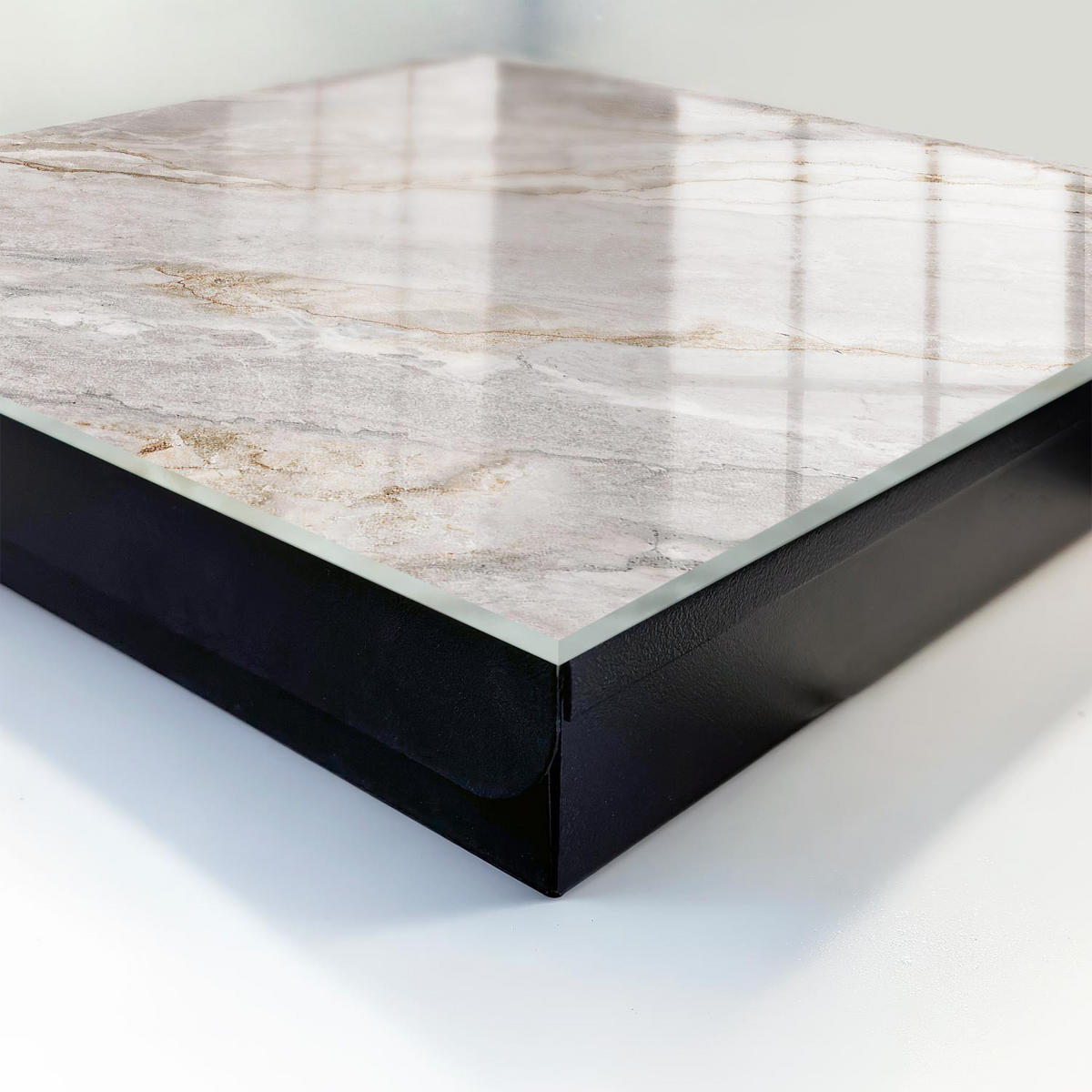 SCHLÜSSELBOX Schwarz 30x30 cm- Türöffnung nach rechts - Grauer Marmor - Grau, Metall (30/30/5cm) - TULUP