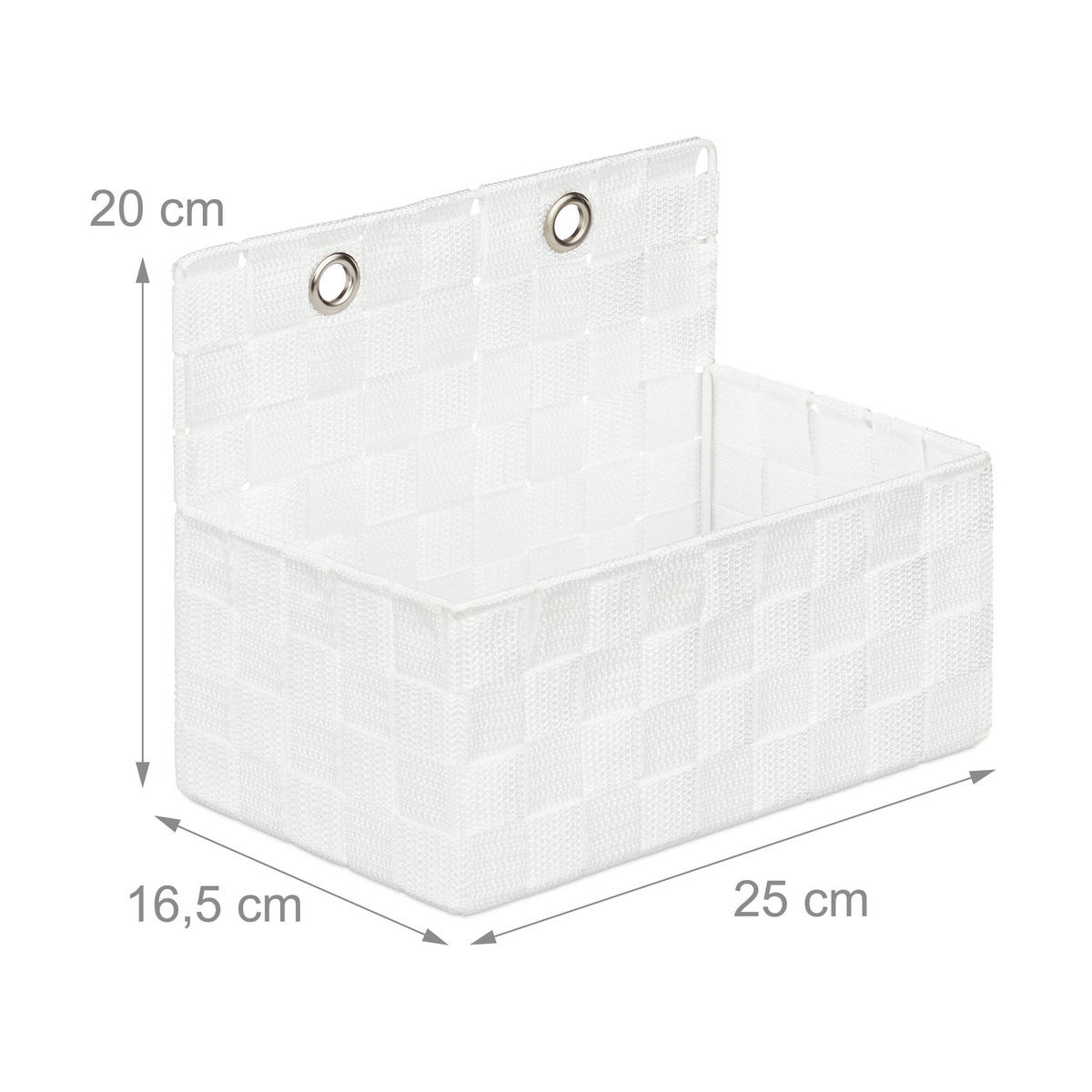 AUFBEWAHRUNGSKORB - Weiß, Kunststoff/Metall (16.5/25/20cm) - Relaxdays
