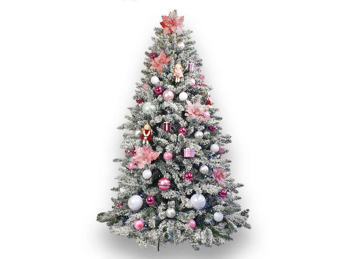 LAALU CHRISTBAUMKUGEL-SET 117 Stück in Luxusbox PRINZESSIN MARIA für Weihnachtsbäume 120-210 cm - Weiß/Rosa, Glas/Kunststoff (55/50/75cm) - LAALU