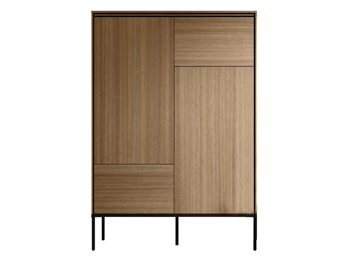 KOMMODE Visso 2D VI-02 - Eichefarben/Schwarz, Holzwerkstoff/Metall (98/142/34cm) - MIRJAN24