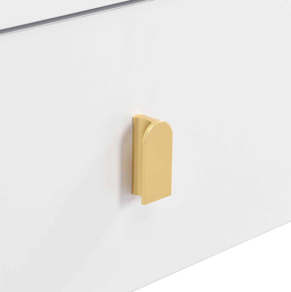 COUCHTISCH 108/50/40 cm weiß aus MDF mit zwei Schubladen und goldenen Details - Weiß, Holzwerkstoff (108/50/40cm) - OKMYHOME