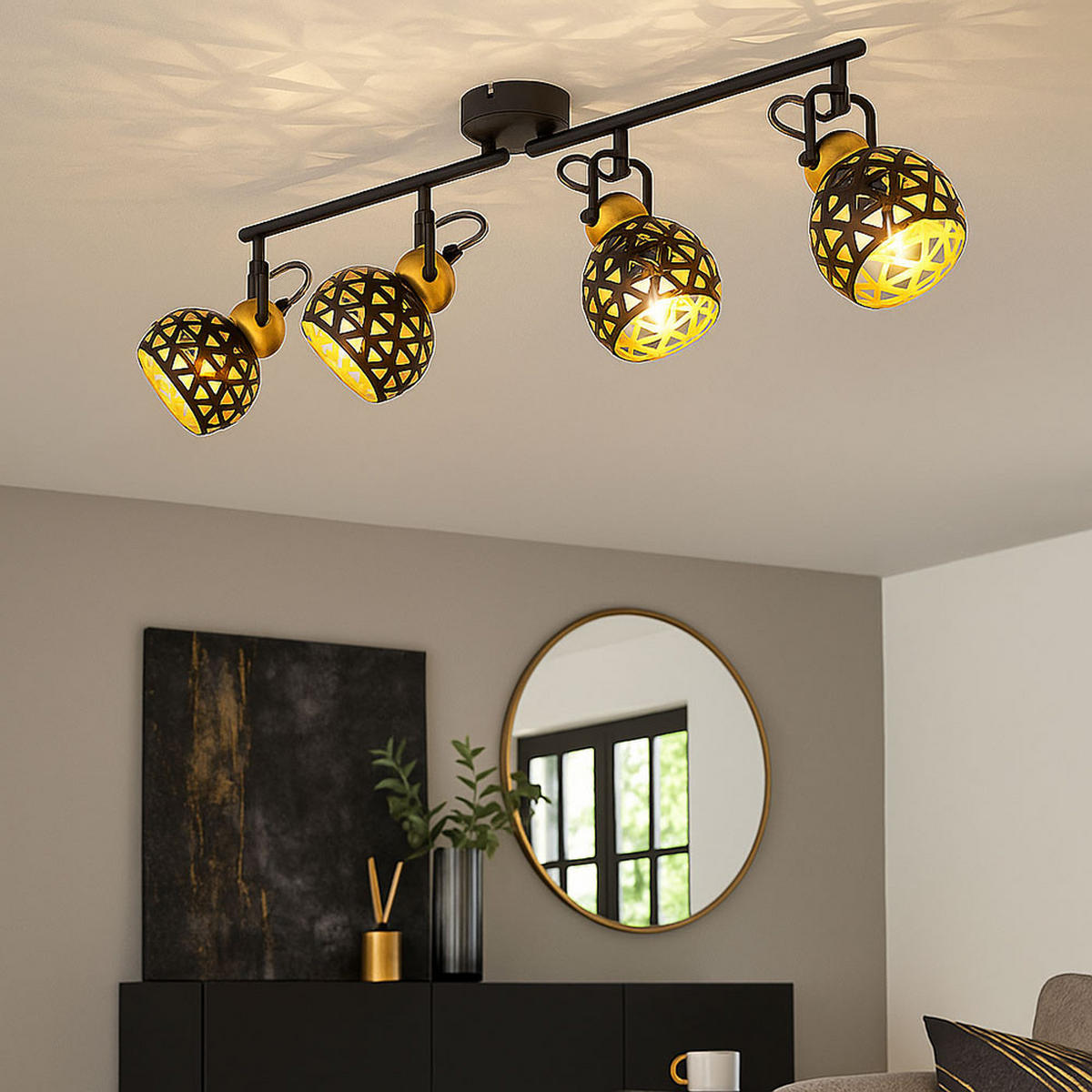 LED DECKENLEUCHTE Sarra Schwarz Metall - Schwarz, Metall (60/10/17.5cm) - Globo Lighting