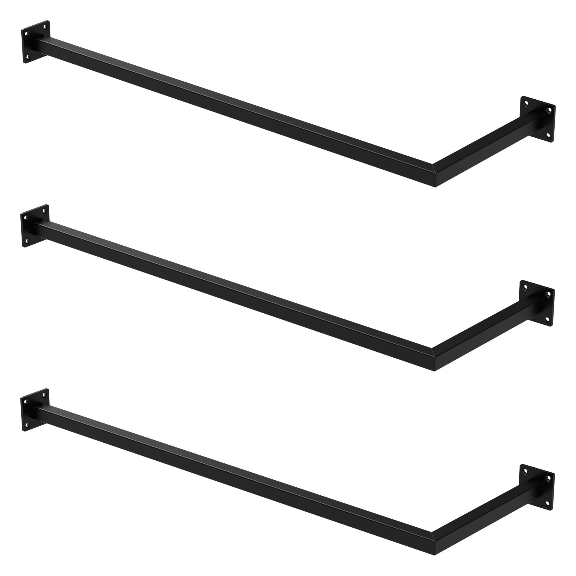 ML-DESIGN VĚŠÁK 3dílná sada do rohu V30 cm x Š90 cm černý z oceli ve tvaru U