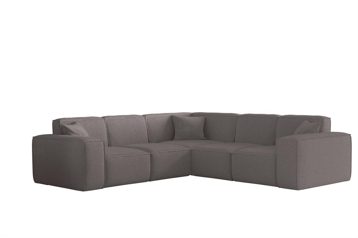 ECKSOFA Univ Celes Premium Ascot Bukla - Taupe, Holzwerkstoff/Textil (246/246cm) - Fun Möbel