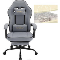 GAMINGSTUHL Drehstuhl, Netzstoff, Grau - Schwarz/Grau, Kunststoff/Textil (63.5/117.5/60cm) - Woltu