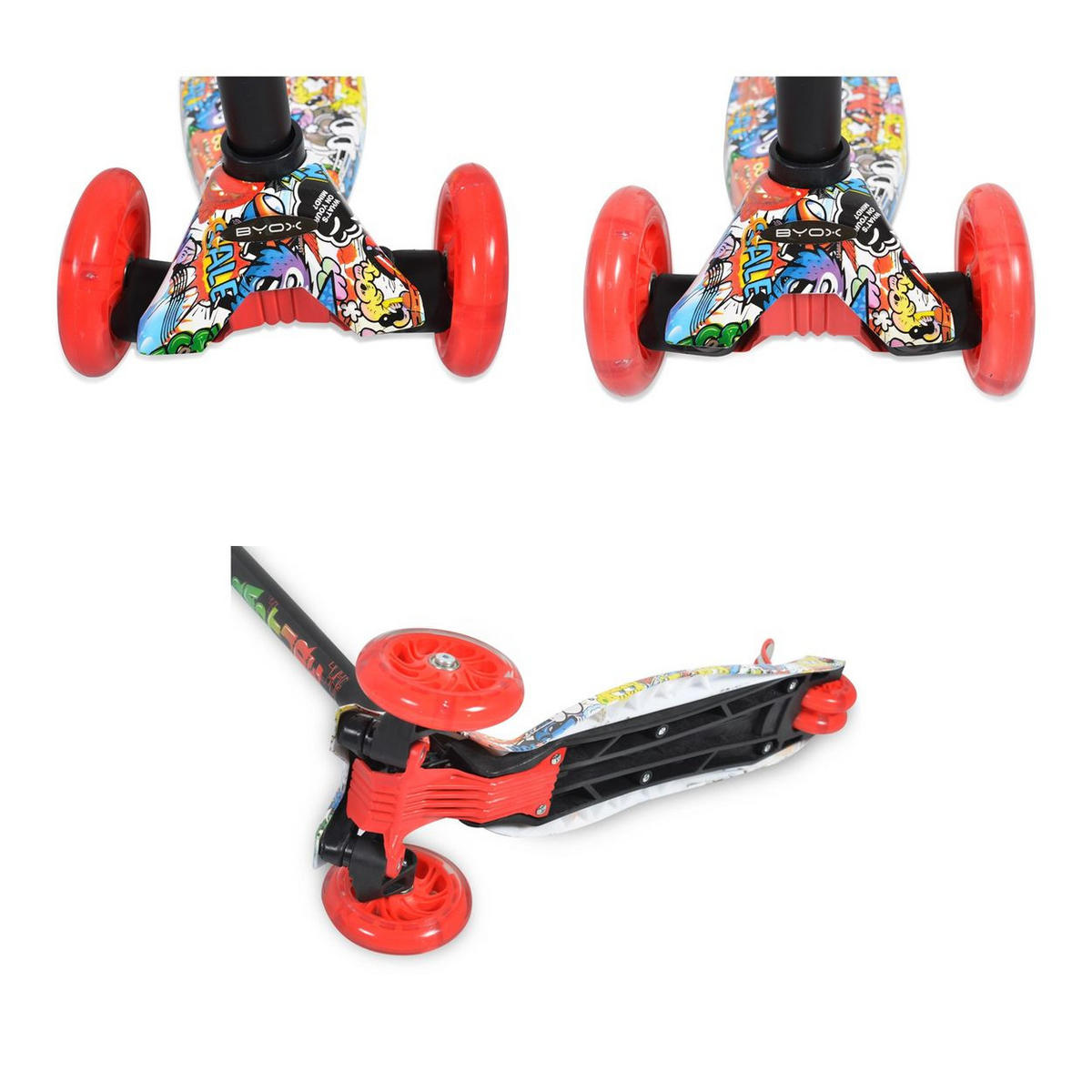 KINDERROLLER Rapture rot aus Alu, Wassertransferdruck, PU Leuchträder - Rot, Metall (54/13/87cm)