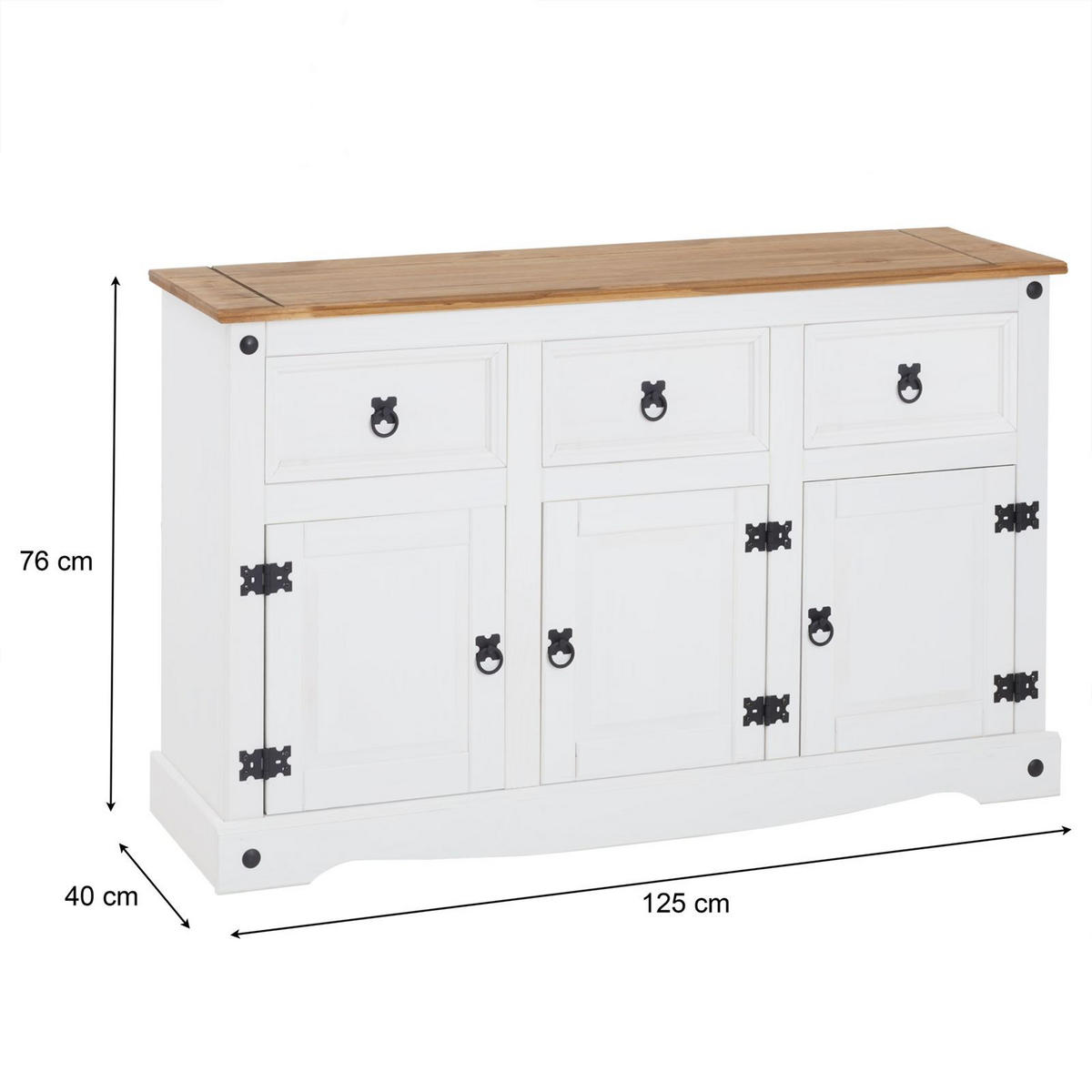 ANRICHTE CAMPO - Weiß/Braun, Holz (125/76/40cm) - CARO-Möbel