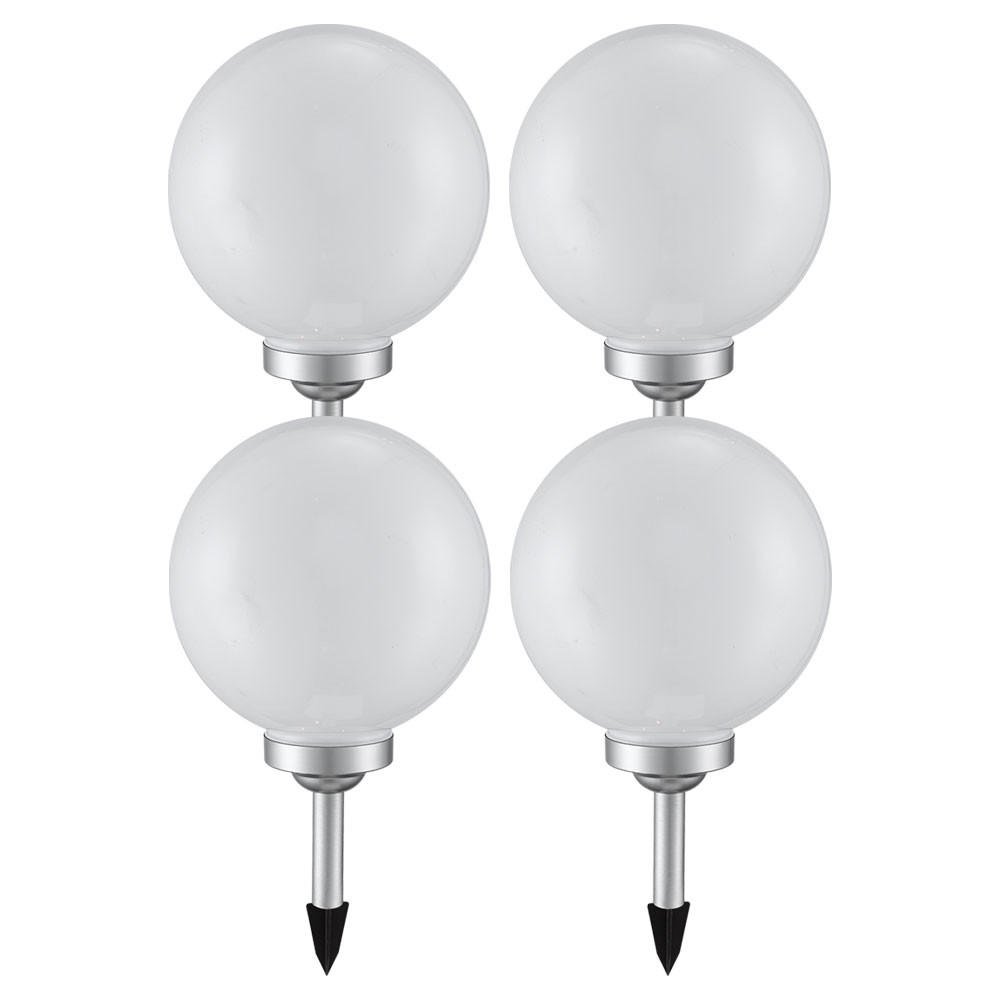 LED AUSSENLEUCHTE Kugel Weiß Kunststoff 4er Set - Weiß, Kunststoff (25/25/65cm)