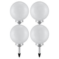 LED AUSSENLEUCHTE Kugel Weiß Kunststoff 4er Set - Weiß, Kunststoff (25/25/65cm)