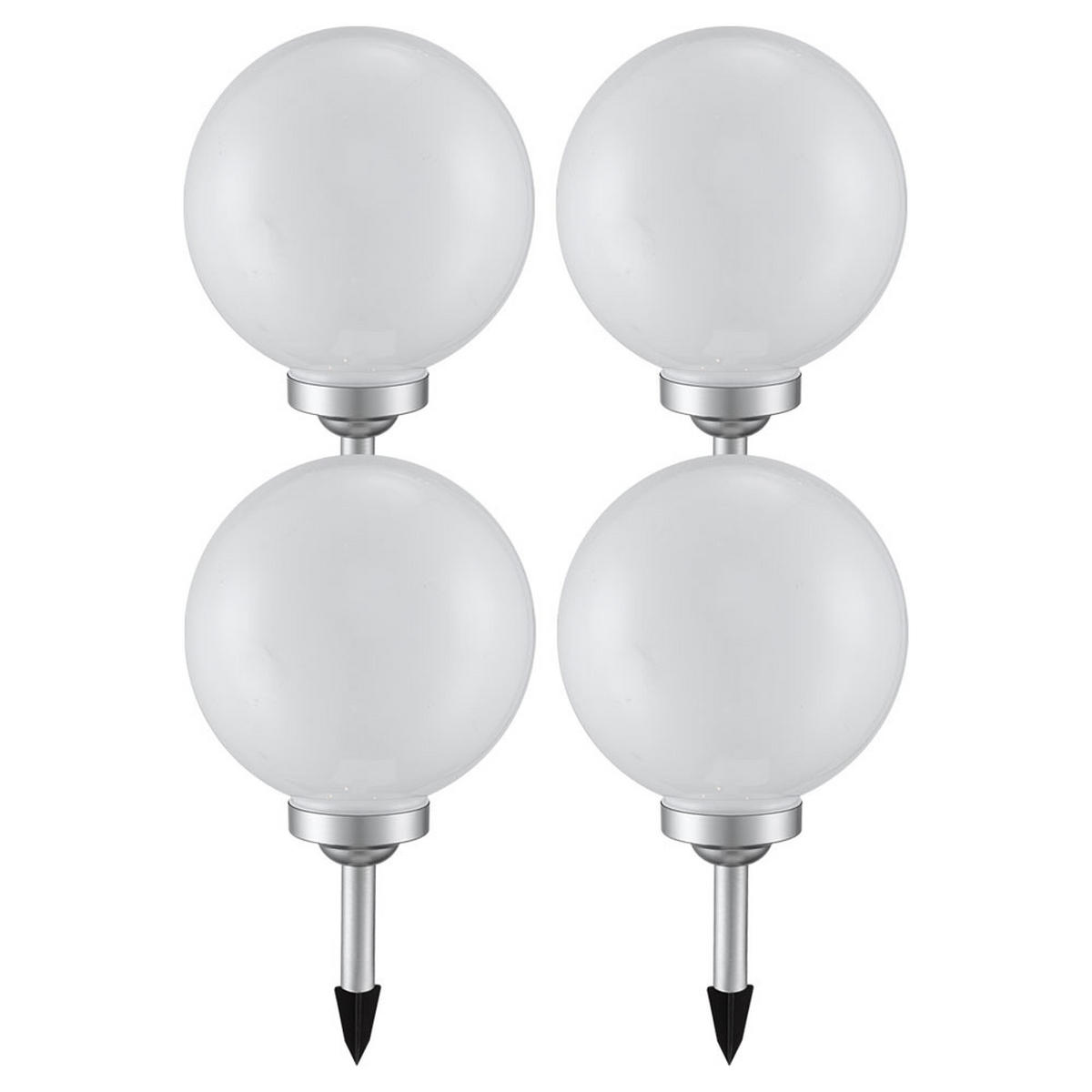 LED AUSSENLEUCHTE Kugel Weiß Kunststoff 4er Set - Weiß, Kunststoff (25/25/65cm)