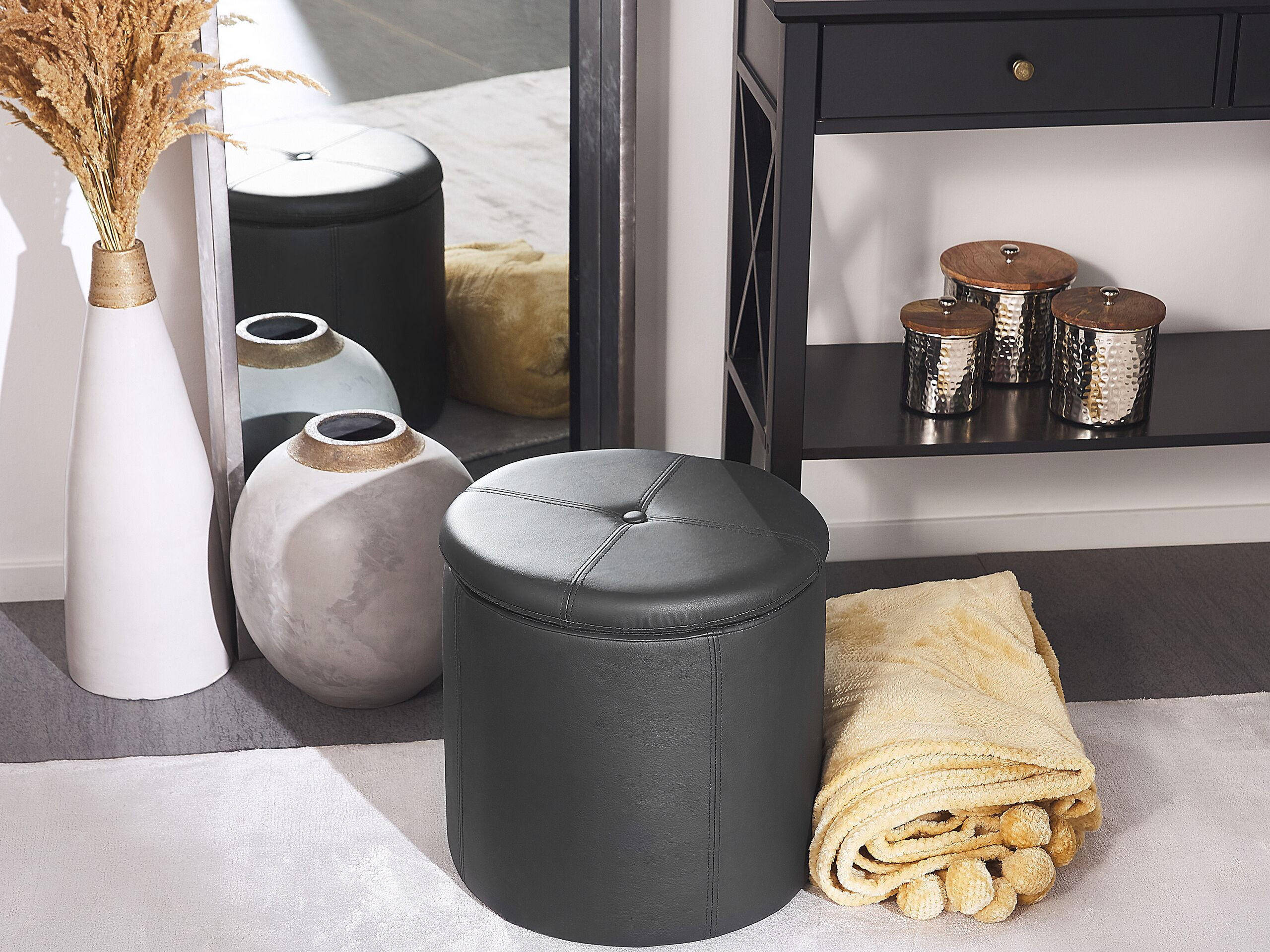 POUF Maryland 38/38/40 cm - Schwarz, Kunststoff (38/40/38cm) - Beliani