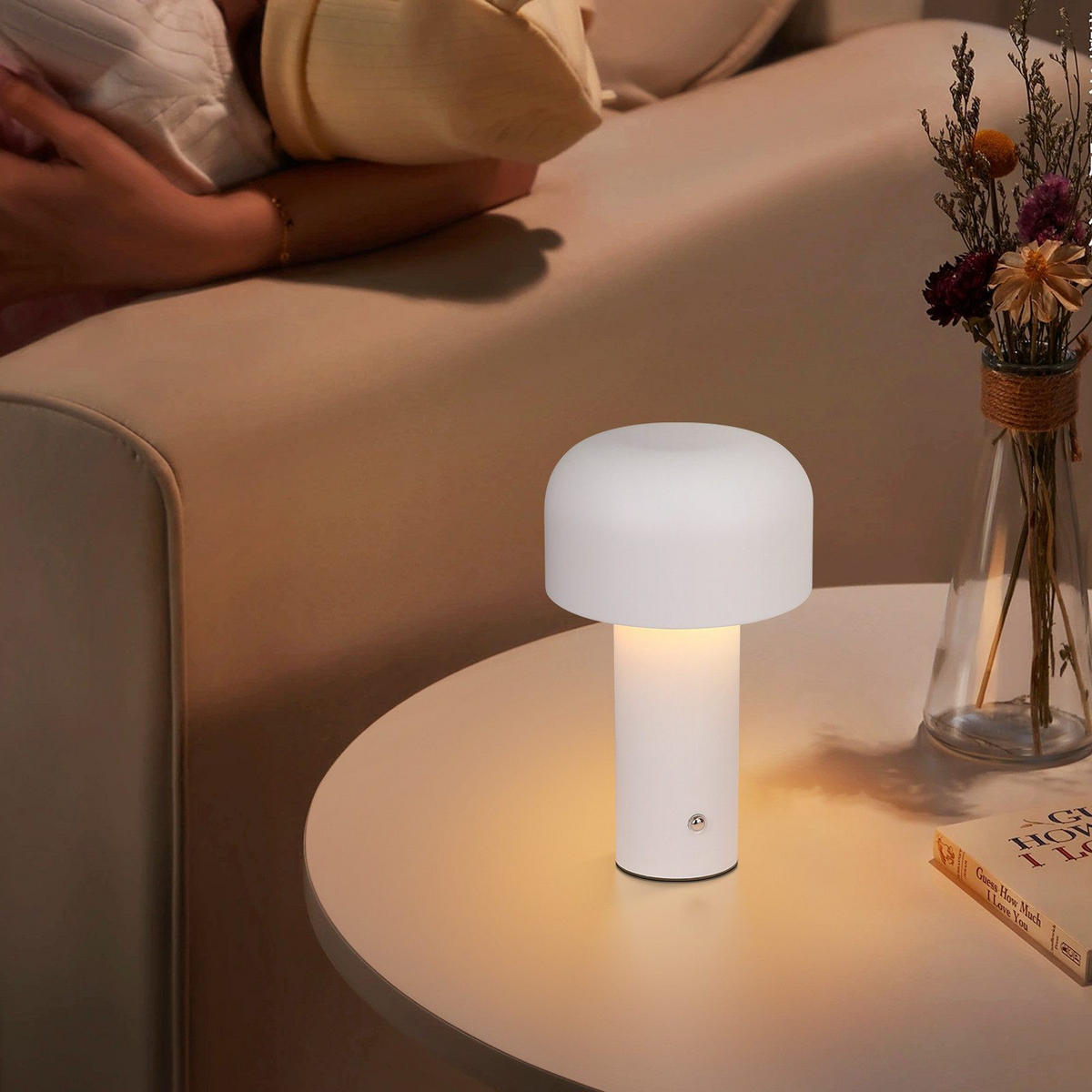 LED stolní lampa Abeli 21,6/12,6/6 cm - bílá, kov (21.6/12.6/6cm) - Nettlife