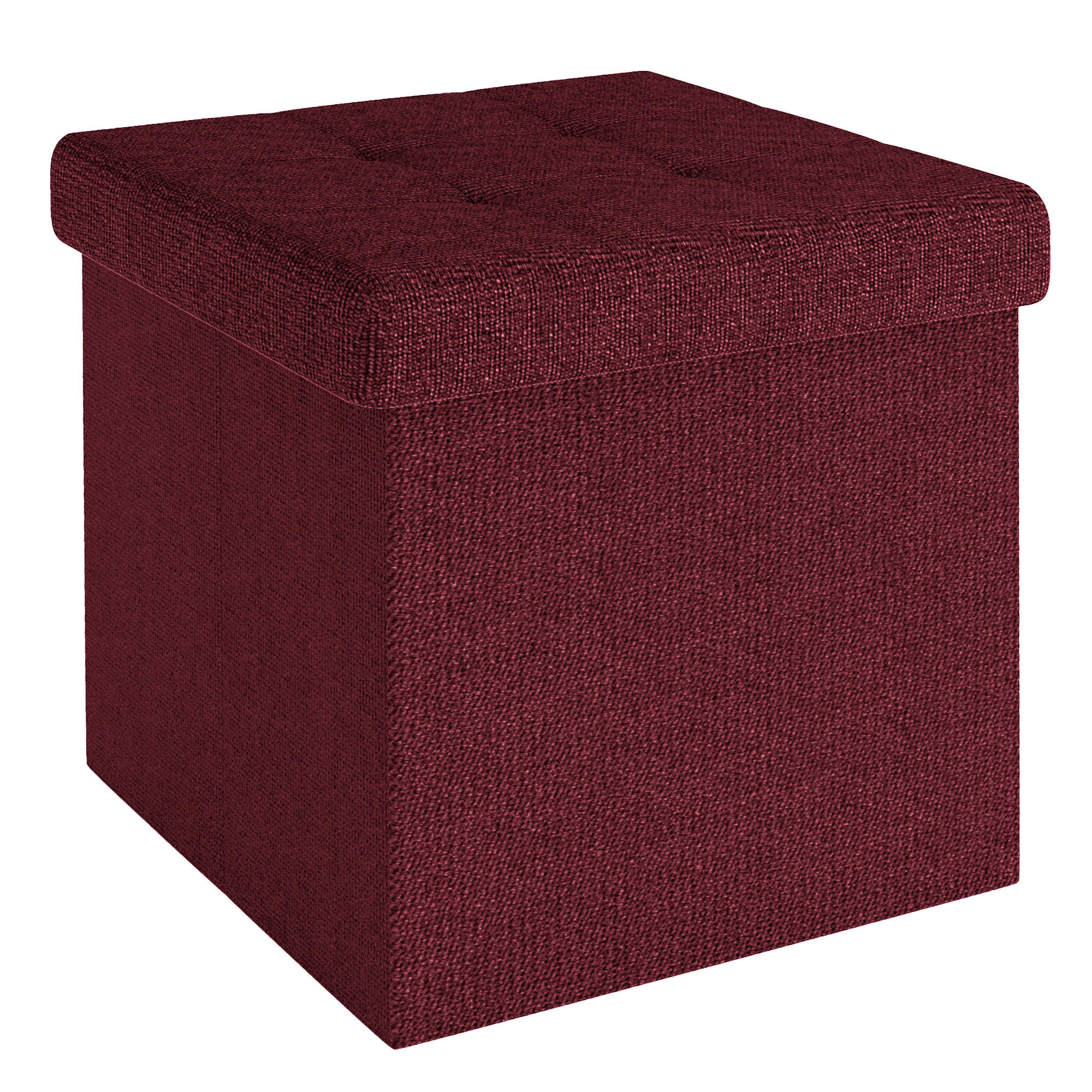 SITZHOCKER Faltbar mit Stauraum 38/38/38 cm (Rot) - Bordeaux, Textil (38/38/38cm) - Intirilife