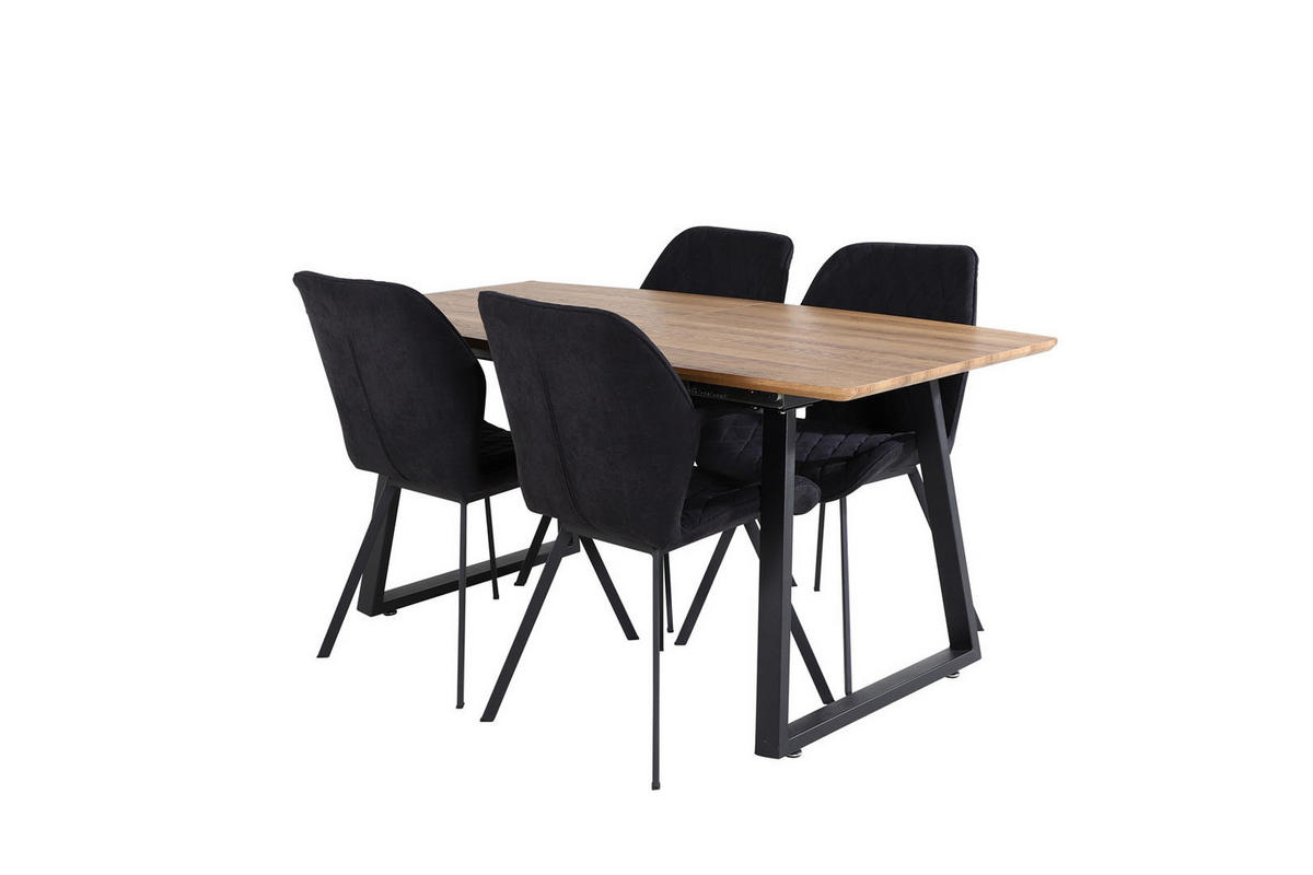TISCHGRUPPE Schwarz - Schwarz, Holzwerkstoff (85/75/160cm) - ebuy24