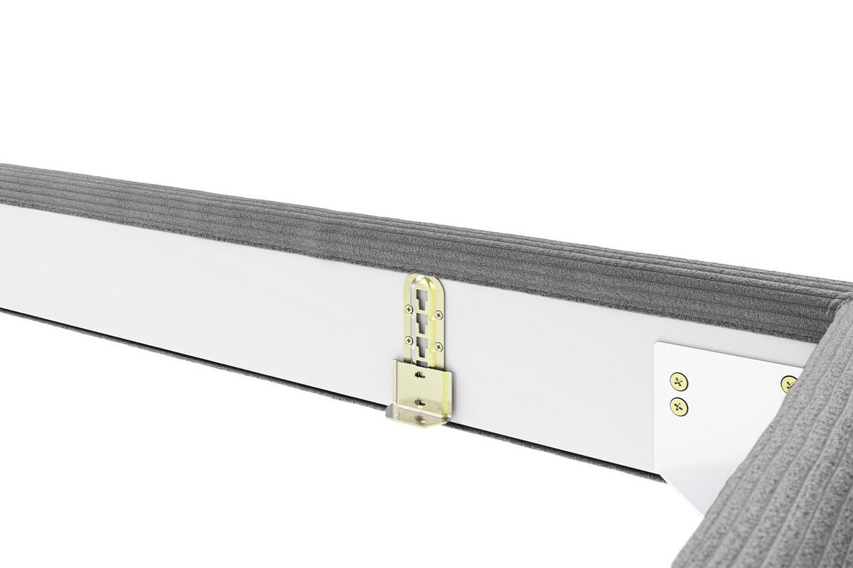 POLSTERBETT VALERIE Grau Cord - Grau, Textil (180/200cm) - KAWOLA