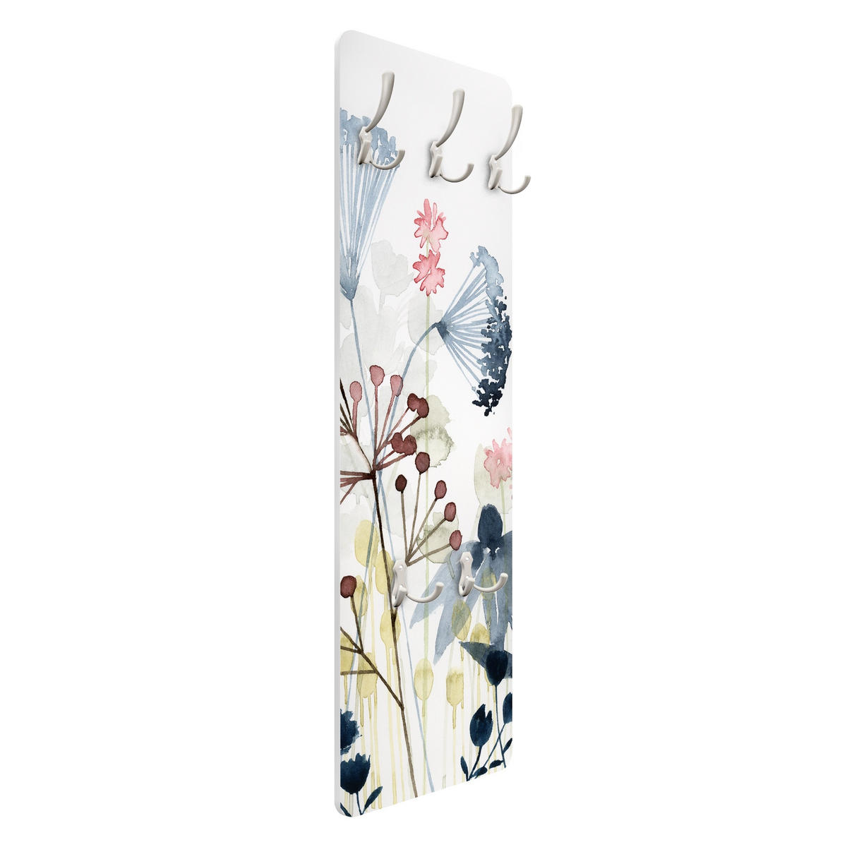 WANDGARDEROBE - Wildblumen Aquarell I 34/105 cm - Weiß, Holzwerkstoff (34/105/1.6cm) - Bilderwelten