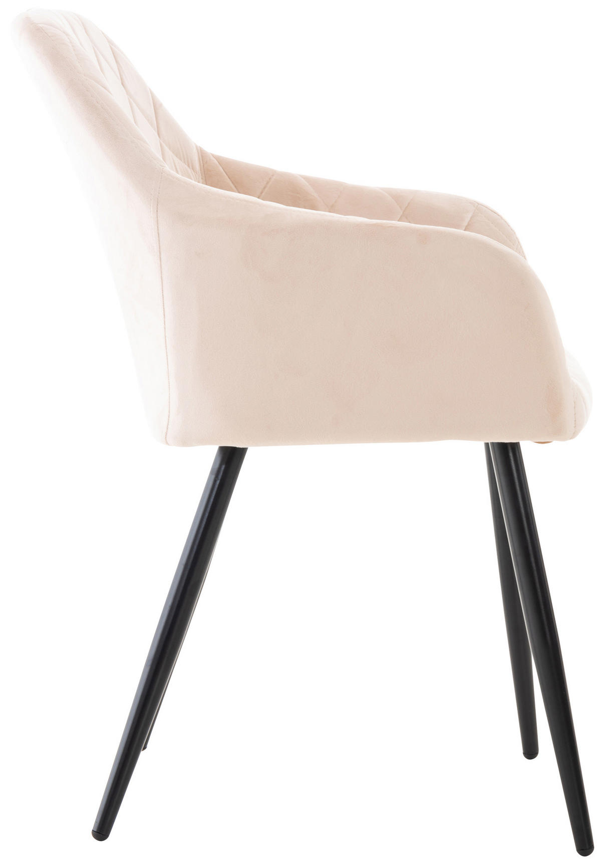 ESSZIMMERSTUHL Shyva Samt, Gestell Metall matt Schwarz Beige - Schwarz/Naturfarben, Textil/Metall (47/84/44cm) - TPFLiving