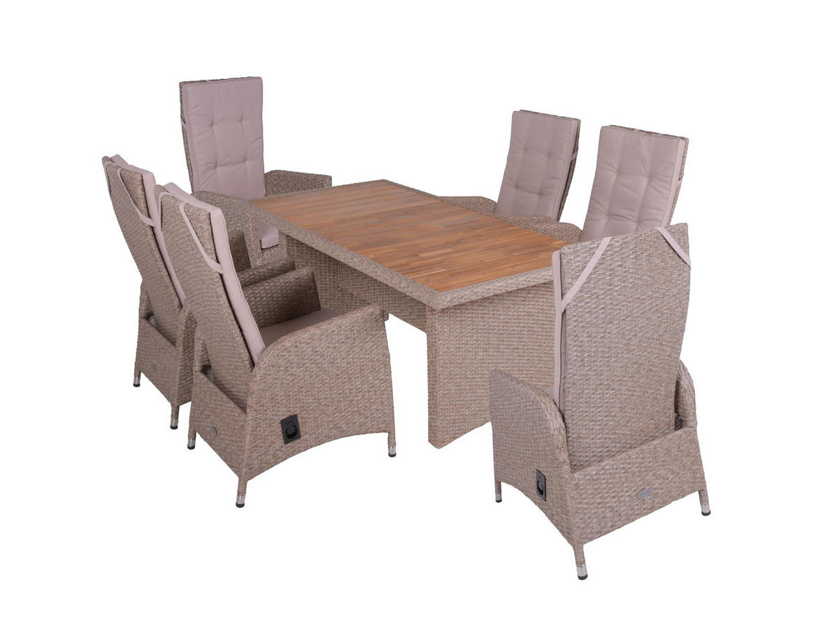 GARTEN-SITZGRUPPE Hagen 7-teilig Gartenmöbel-Set - Braun, Holz - DELUKE