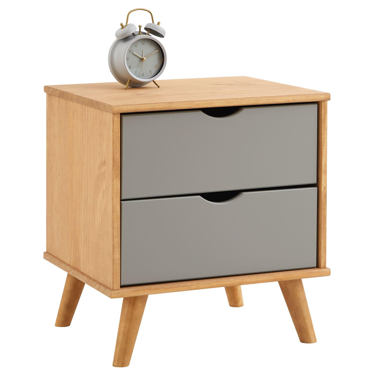 NACHTTISCH COLIMA natur/grau - Naturfarben/Grau, Holz (50/46/40cm) - IDIMEX