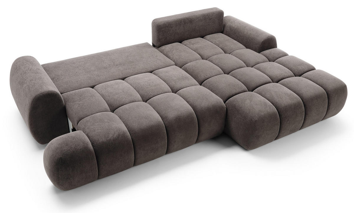 ECKSOFA 280 cm Valerio mit Bettkasten, 280 cm, Rechts, Schlaffunktion, Grau - Grau, Holz (177/280cm) - Emporius