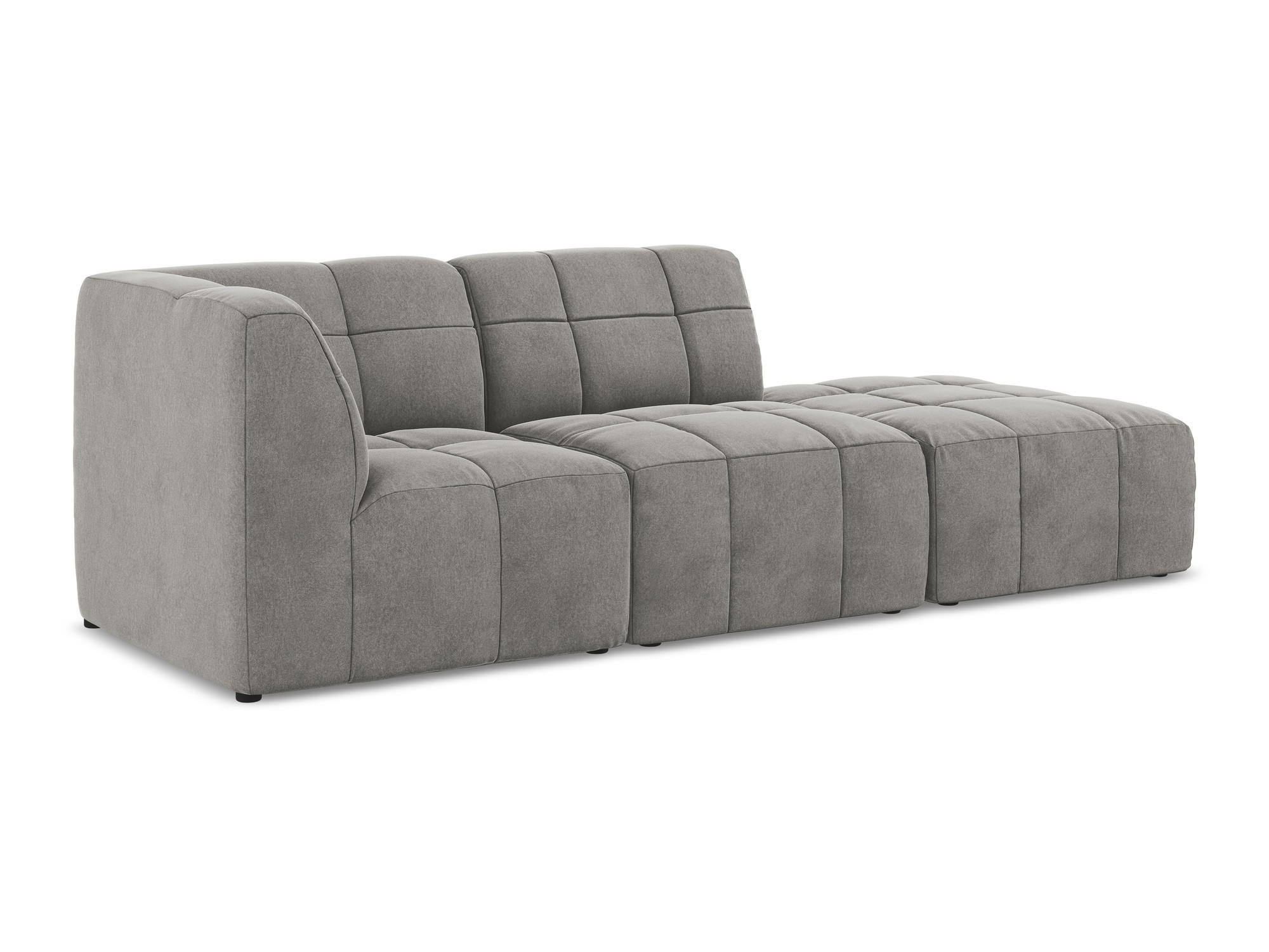 ECKSOFA Rechts Samt Stoff Grau - Schwarz/Grau, Holzwerkstoff/Kunststoff (240/90cm) - Makamii