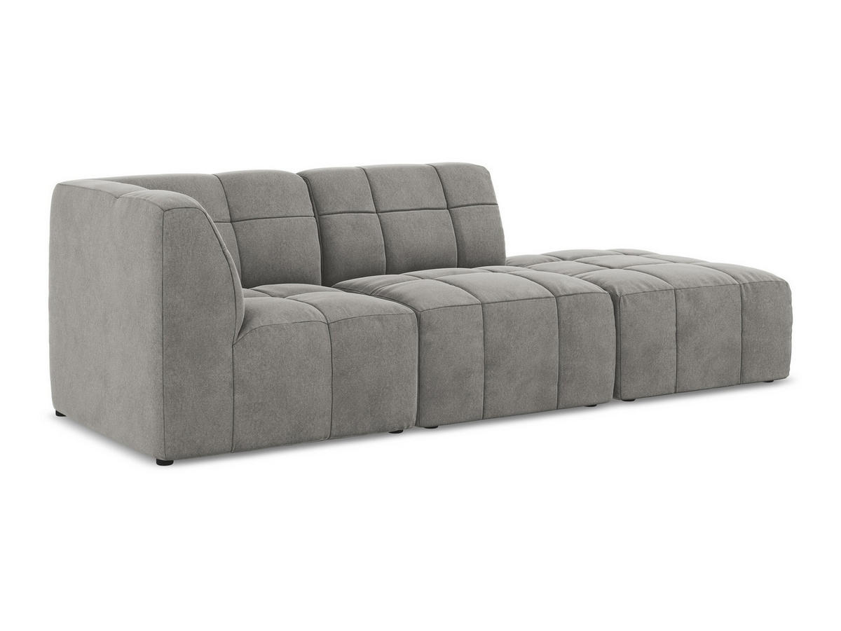 ECKSOFA Rechts Samt Stoff Grau - Schwarz/Grau, Holzwerkstoff/Kunststoff (240/90cm) - Makamii