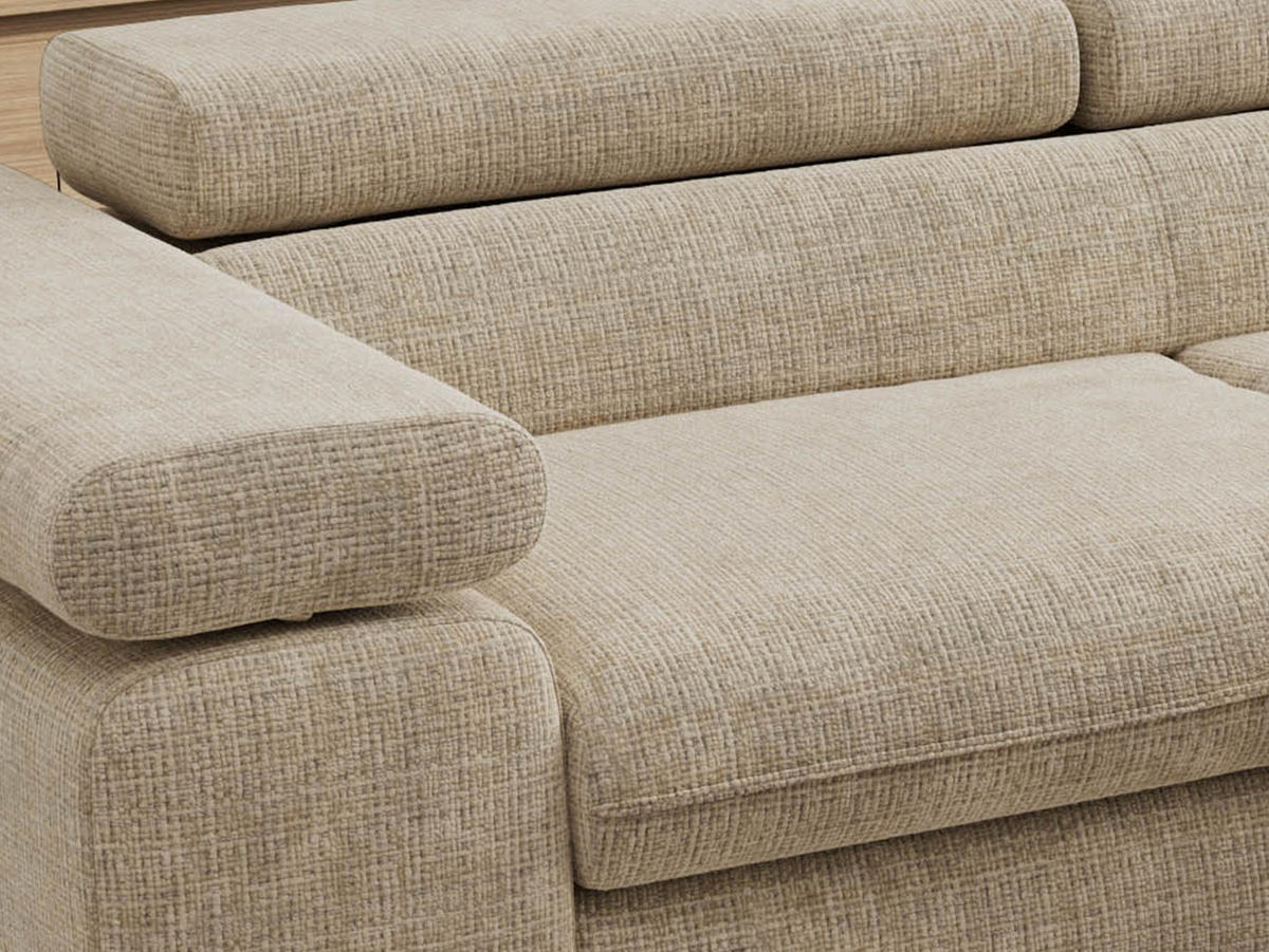 ECKSOFA PABLO L Beige Schenille grob gewebt - Rechts Seite - Beige/Schwarz, Textil/Metall (273/208cm) - MKS